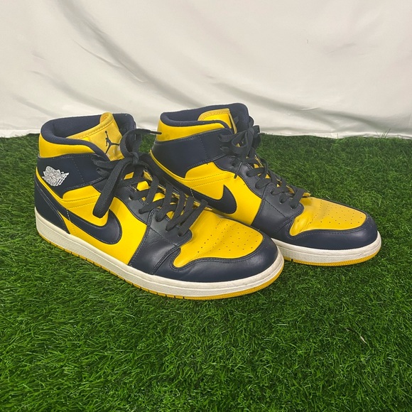 Nike Other - DEADSTOCK Air Jordan 1 Mid Michigan Wolverines Size 12 Yellow Navy Blue